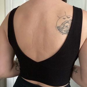 pink and black crop tops